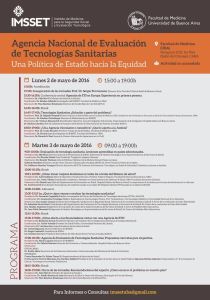 2 y 3 de mayo Jornadas de tecnologías sanitarias en Buenos Aires 2 y 3 de mayo Jornadas de tecnologías sanitarias en Buenos Aires